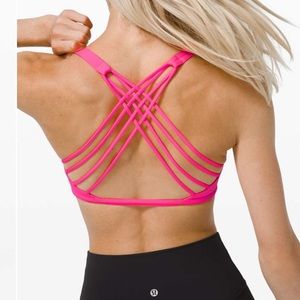 Lululemon hot pink free to be wild strappy Back bra NWT size 6